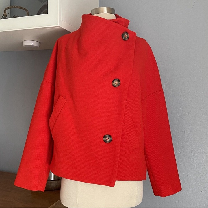 Anthropologie Red Sascha Asymmetrical Jacket Coat