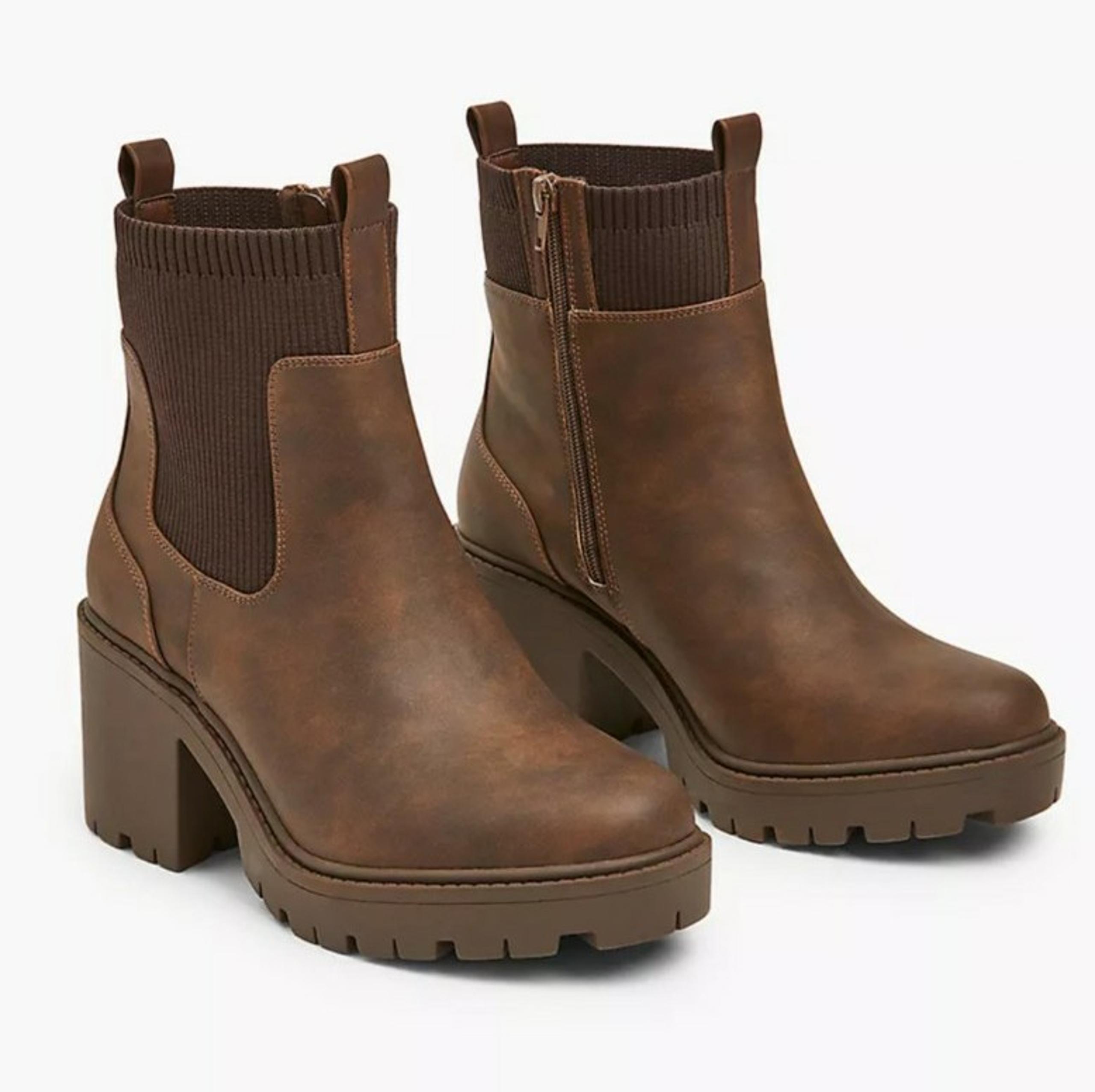 Size 12 wide Lane Bryant Brown Booties Shoes Boots lug sole womens new