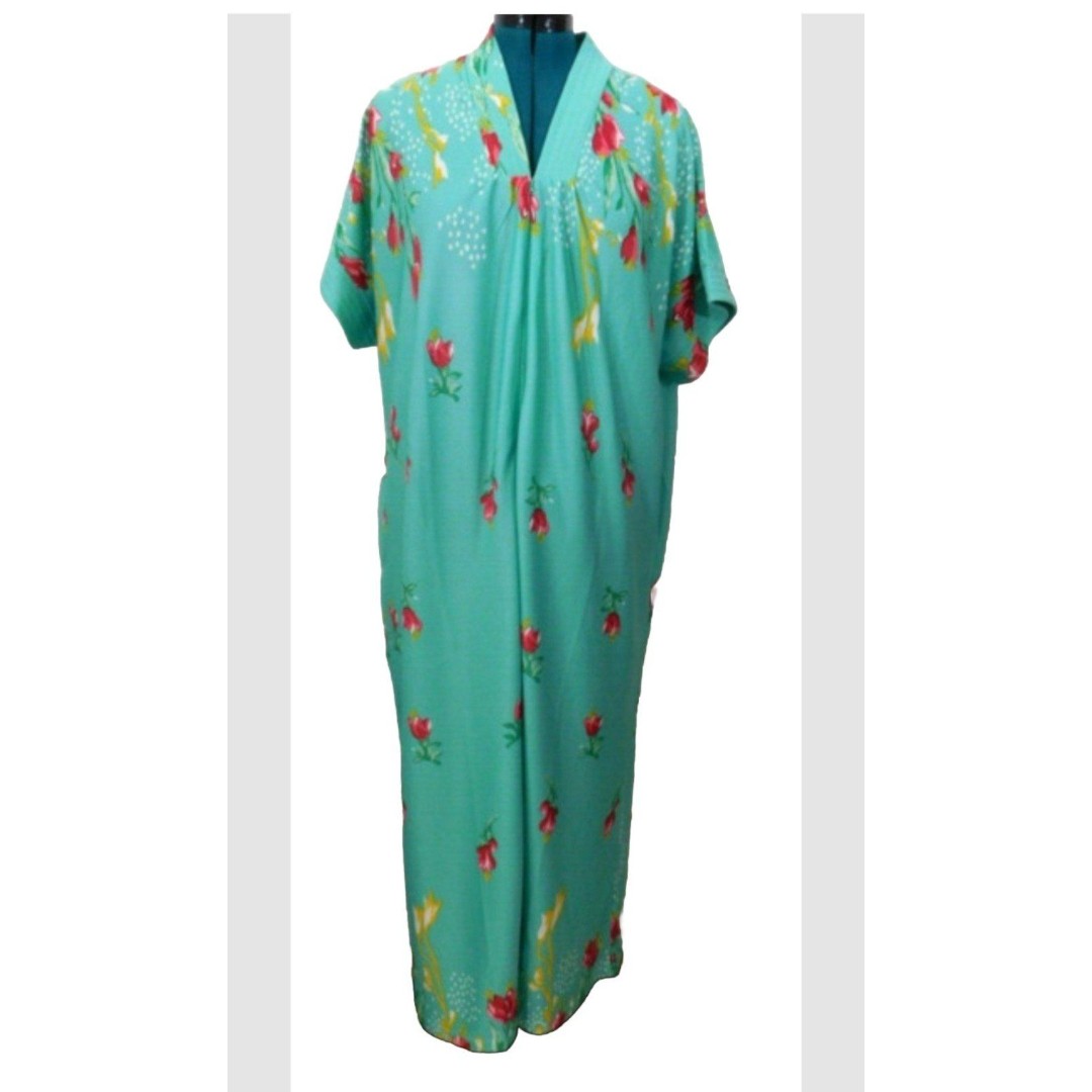 Anthony Richards Women's Muumuu House Dress Lounge Pocket Teal Floral Gown, XL