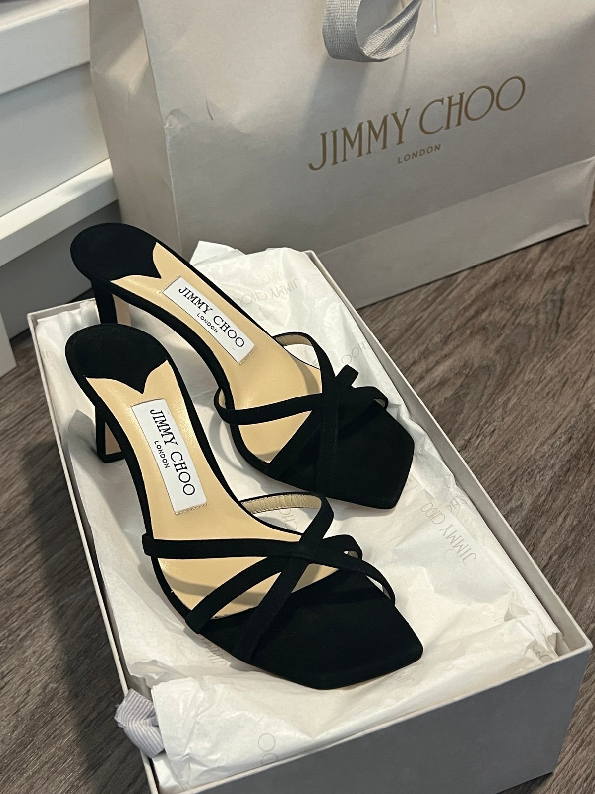 Jimmy Choo Black suede sandals size 35