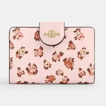 Last 1 ‼️Coach CZ343 Medium Corner Zip Wallet With Rosette Print
