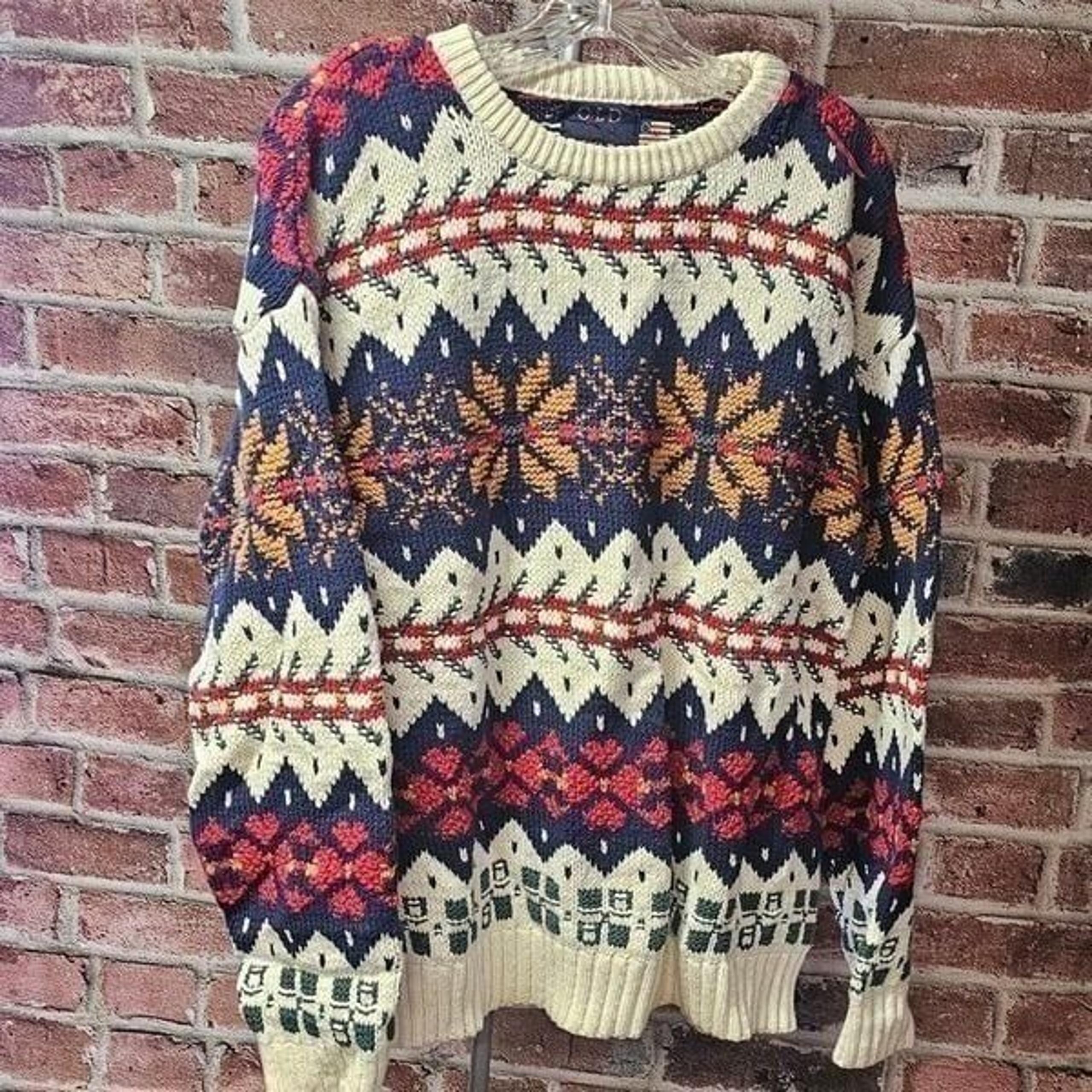 Men's OLD GLORY Cotton Ski Sweater Medium VINTAGE