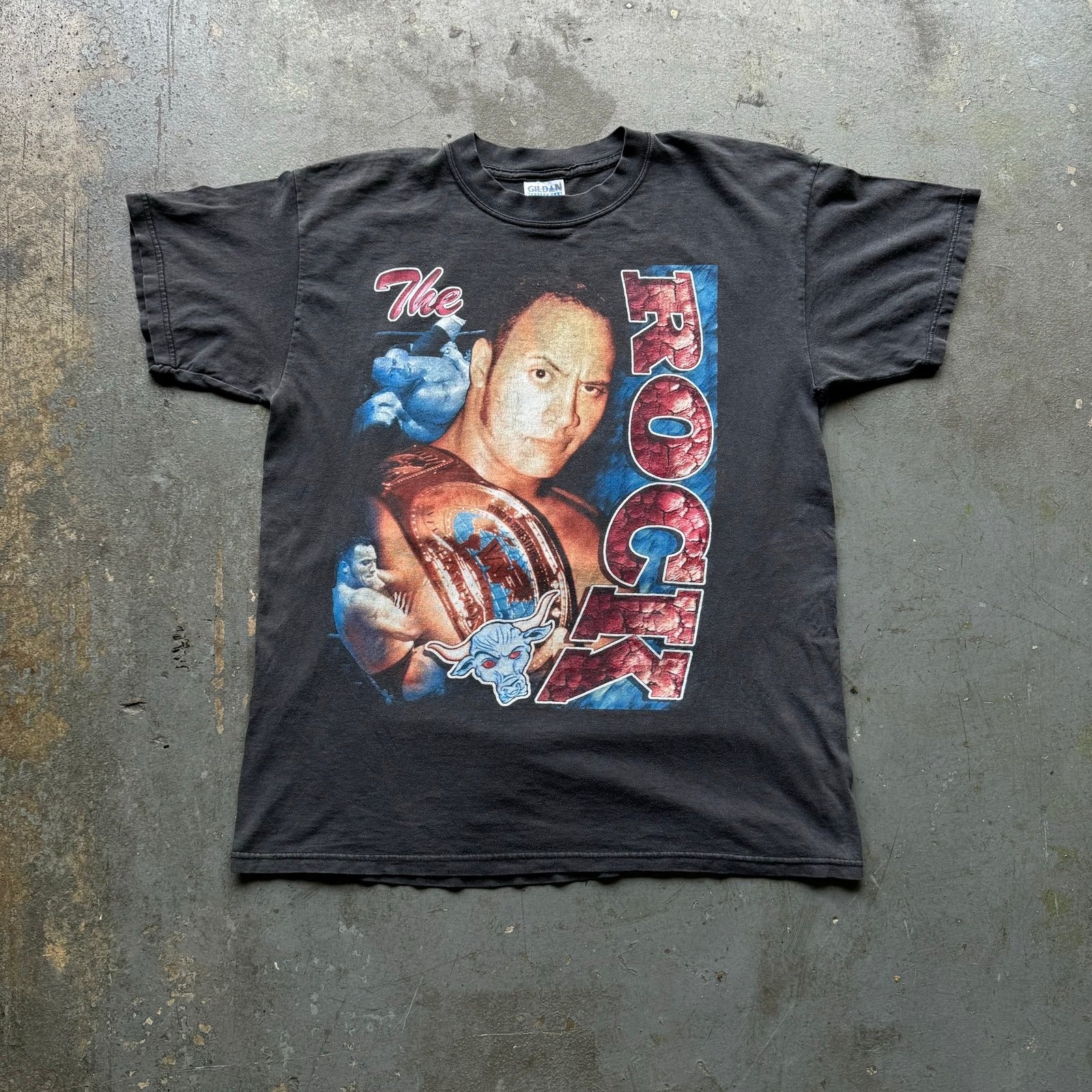 Vintage WWE WWF The Rock Rap Tee T-Shirt Size Large 90s Dwayne Johnson