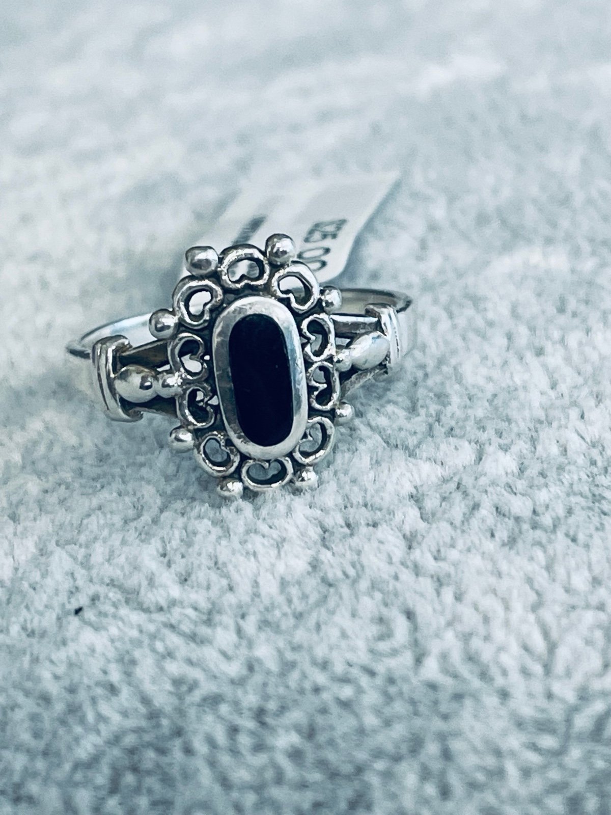 Onyx ring silver vintage 7