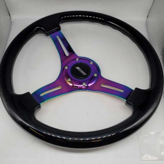 NEW 350mm 14 Universal JDM SPOON ABS Racing Steering Wheel Black With Neo Spoke