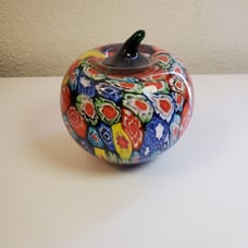 MURANO MILLEFIORI ART GLASS 'APPLE' PAPERWEIGHT - ITALY