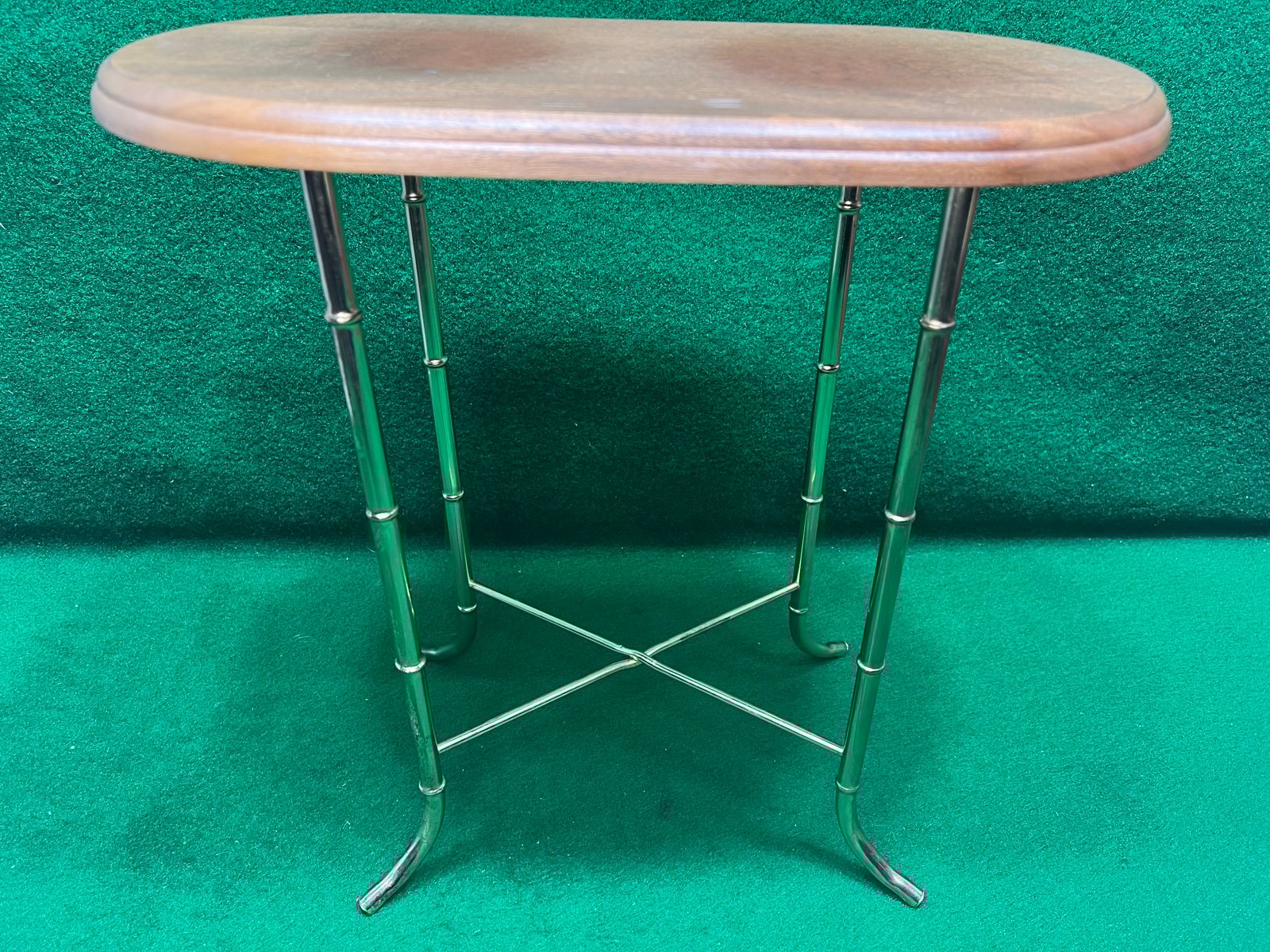 Vintage MCM Hollywood Regency Gold Metal Faux Bamboo Vanity plant stand