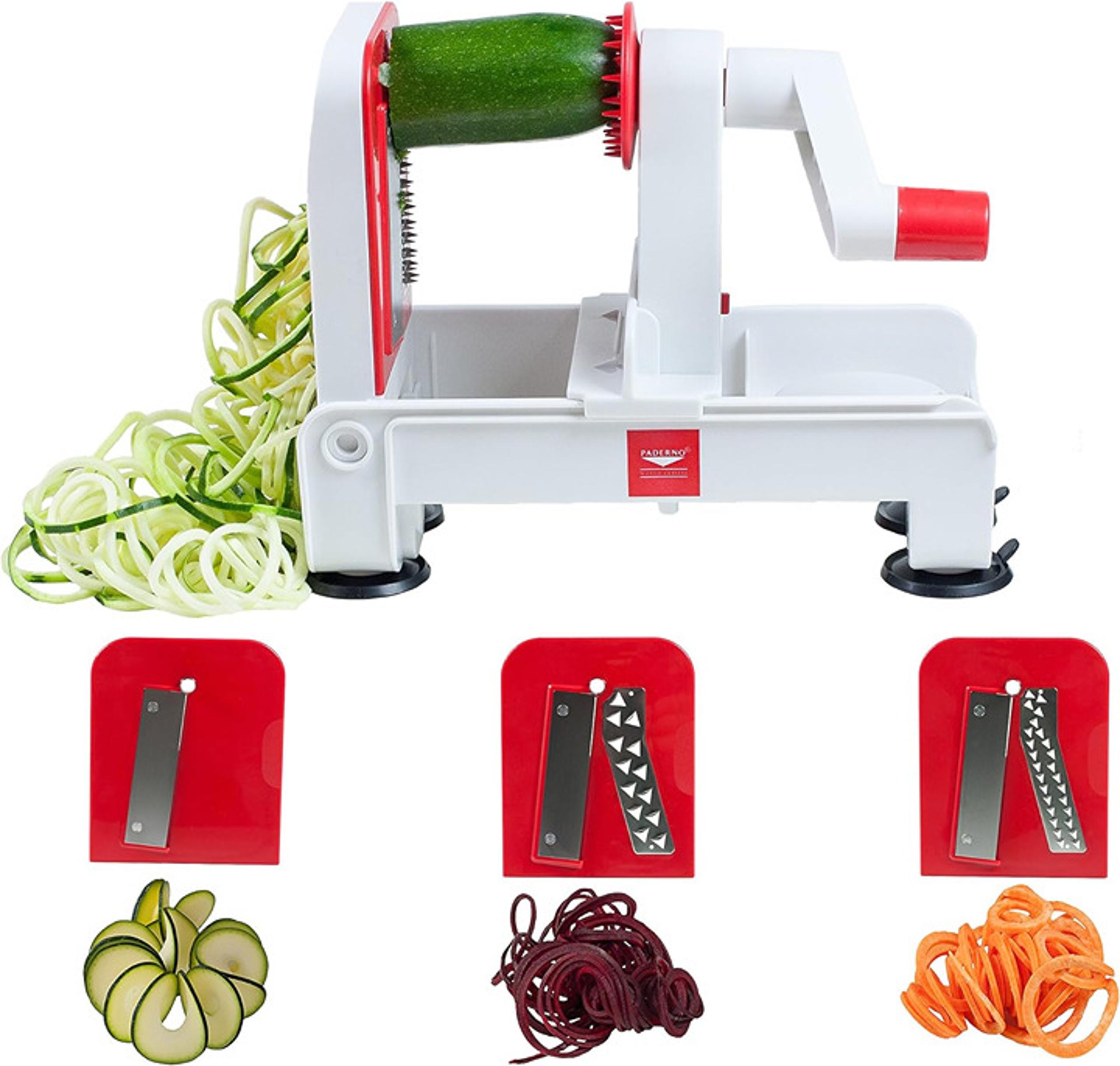 Paderno World Cuisine 6-Blade Vegetable Slicer / Spiralizer, Counter-Mounted