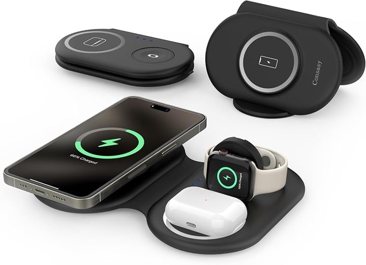 New -- 3 in 1 Wireless Charging Station, Magnetic Foldable Wireless Charger
