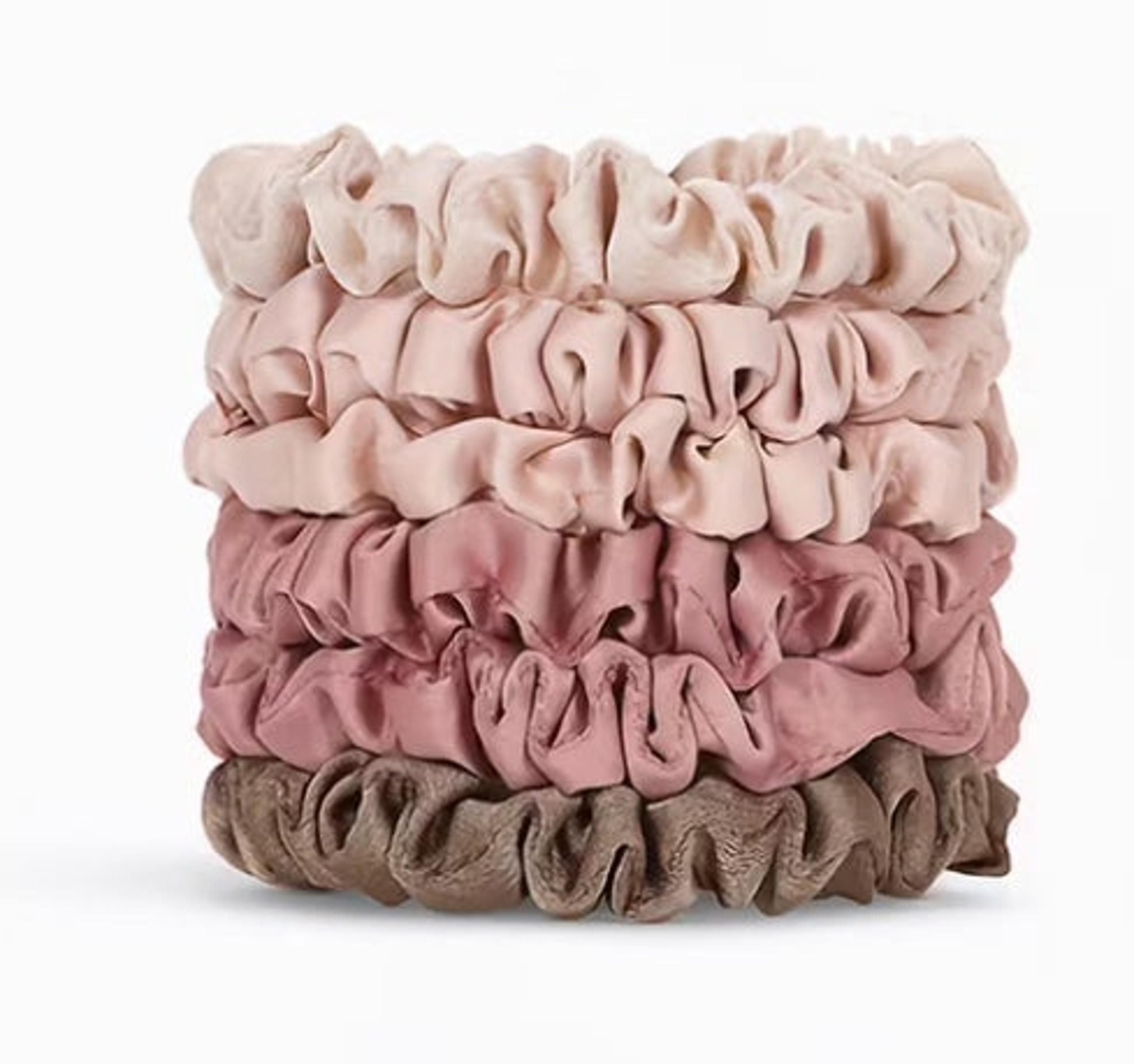 Kitsch Ultra Petite Satin Scrunchies 6pc Set Hair Ties Nude Cream Pink Brown NEW