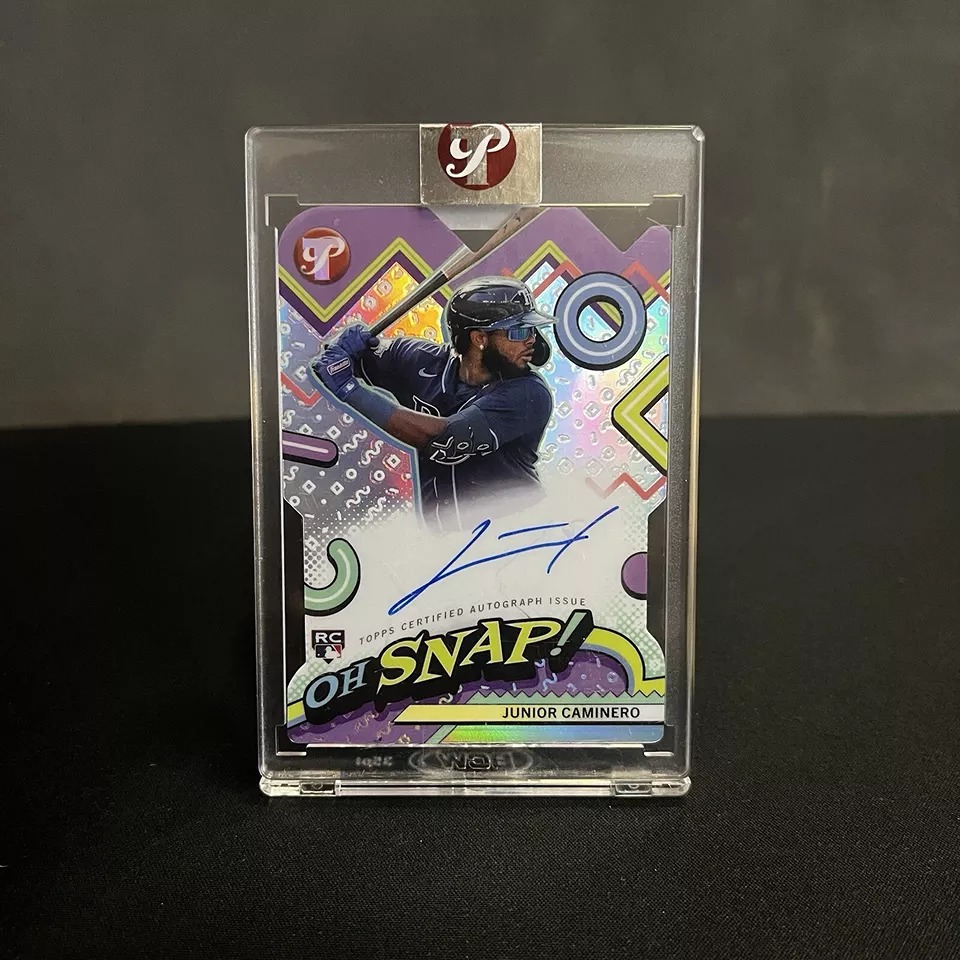 Junior Caminero Rookie RC Auto 2024 Topps Pristine Oh Snap Tampa Bay Rays