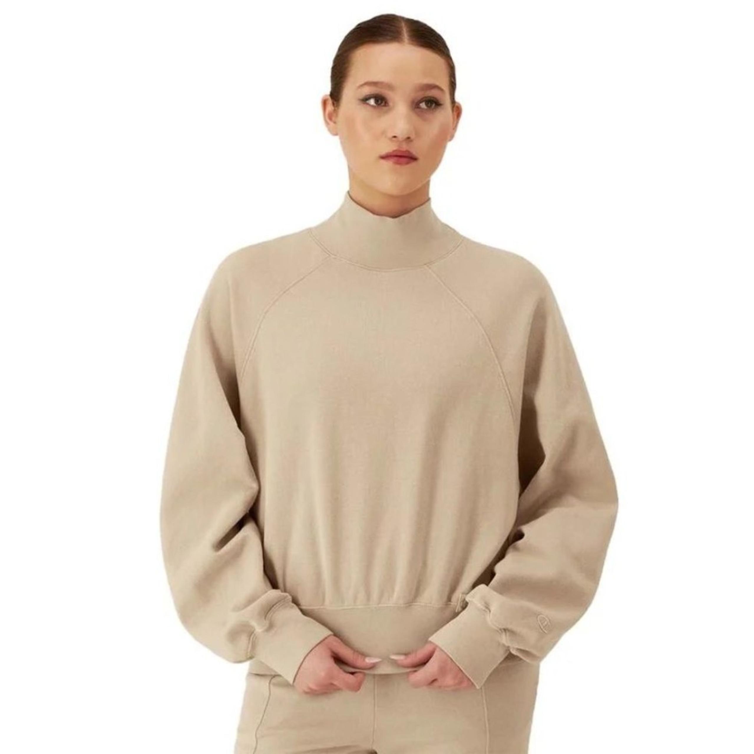 Champion Women's Vintage Mock Neck Sweatshirt in Oatmeal NWT Small