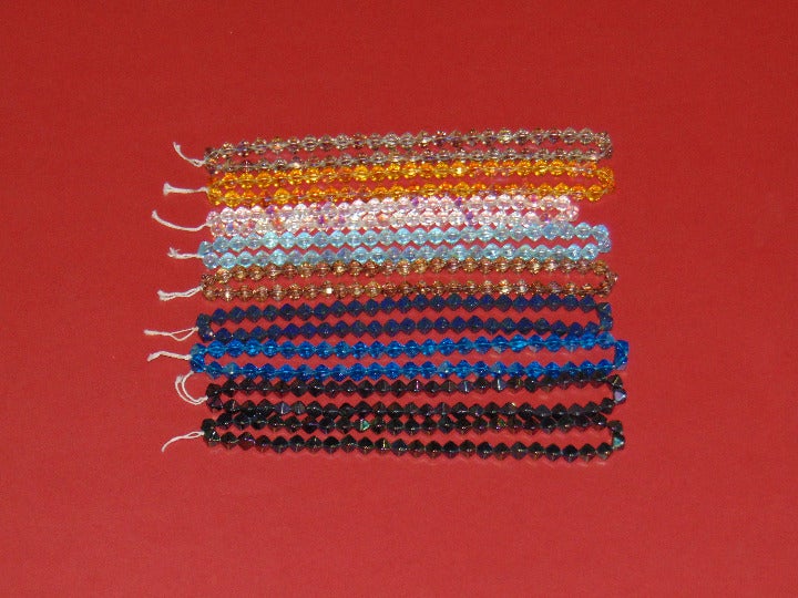 Czech 5x6mm Bicone Strands Transparent, Matte, Opaque Variety Lot of 9 NOS