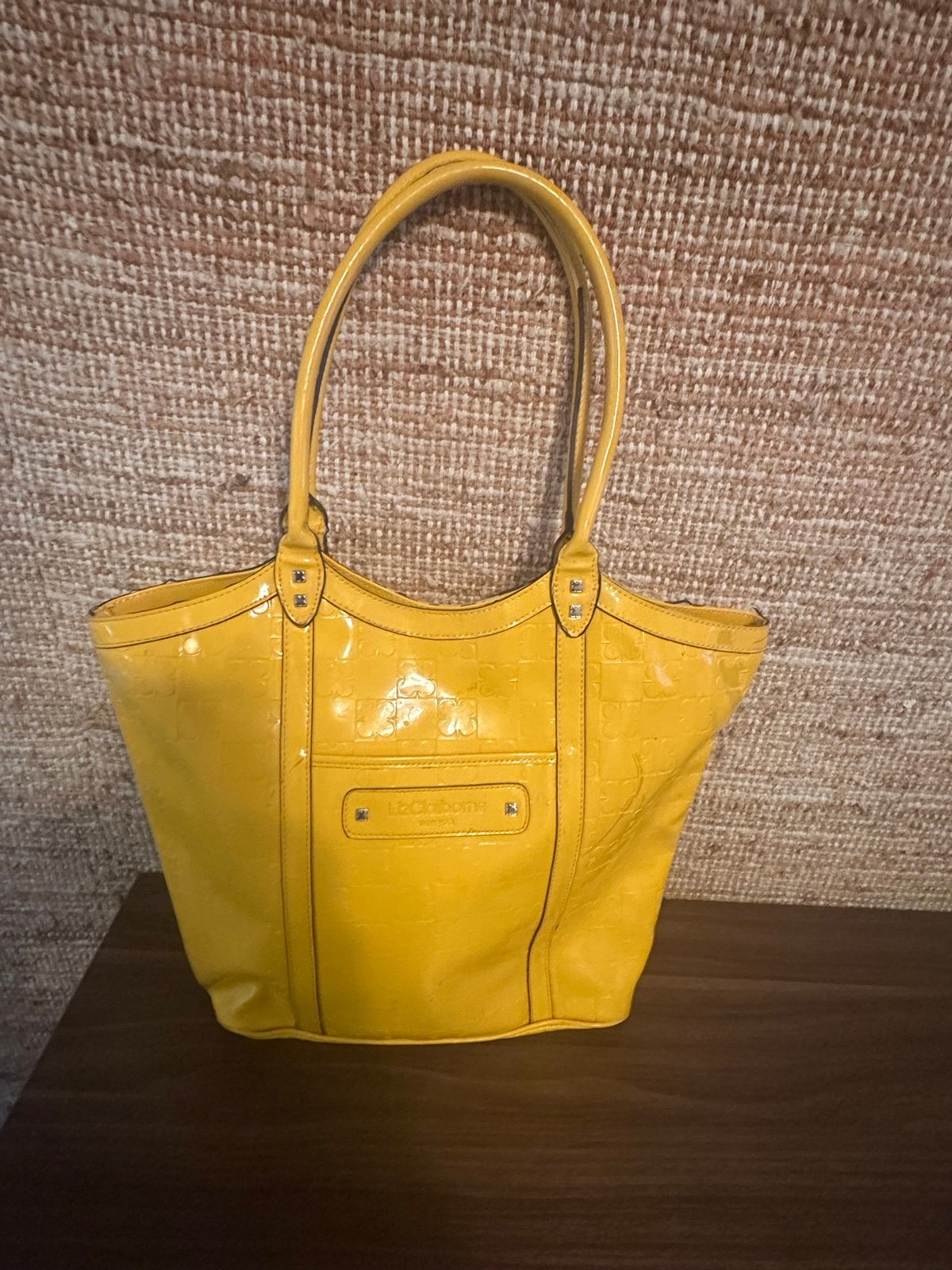 Violeta Small Embossed Faux Leather Pale Yellow Shoulder Bag