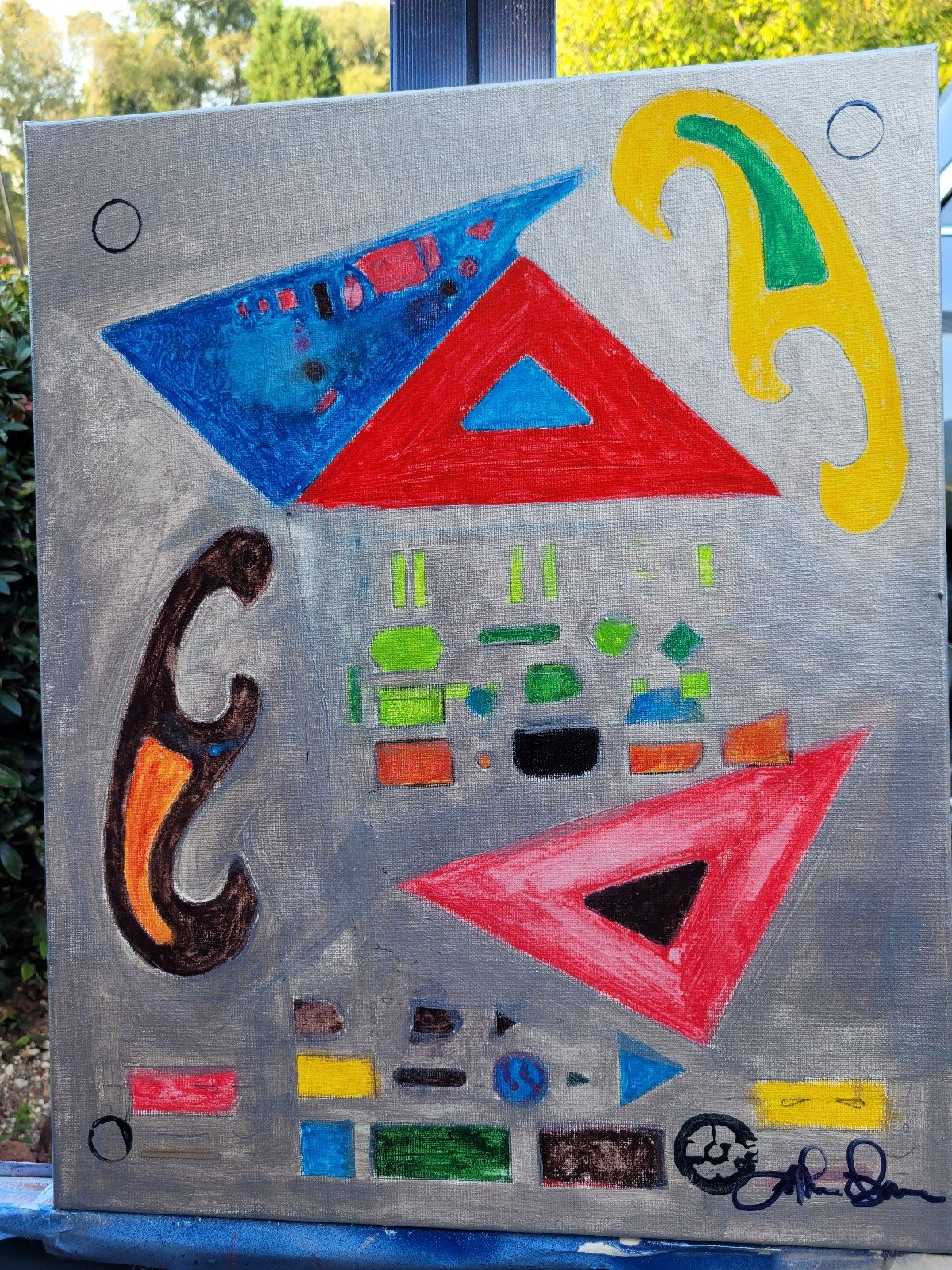 Painting, mixed medium, metrics in watercolors on canvas 16x20