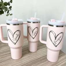 Personalized 40oz Stanley Cup with Mother’s Day Heart Design