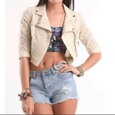 Kierra Laced Moto Cropped Jacket