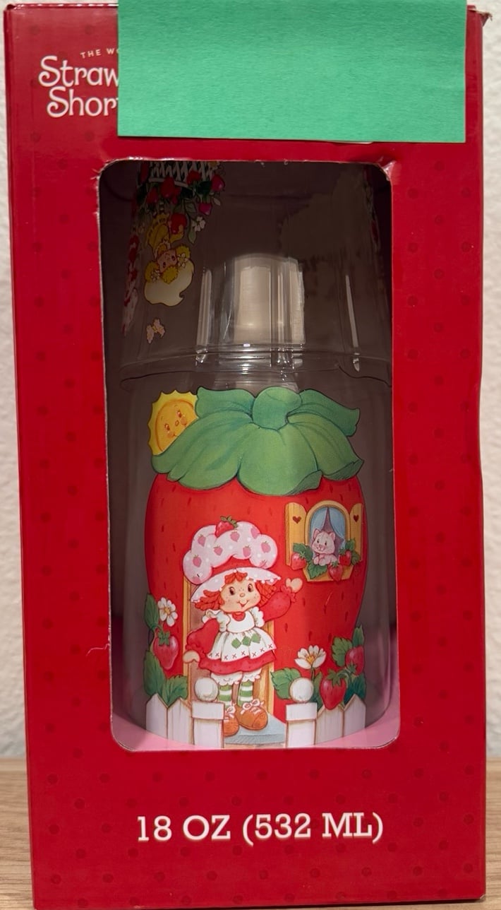 Strawberry shortcake glass water pitcher with cup