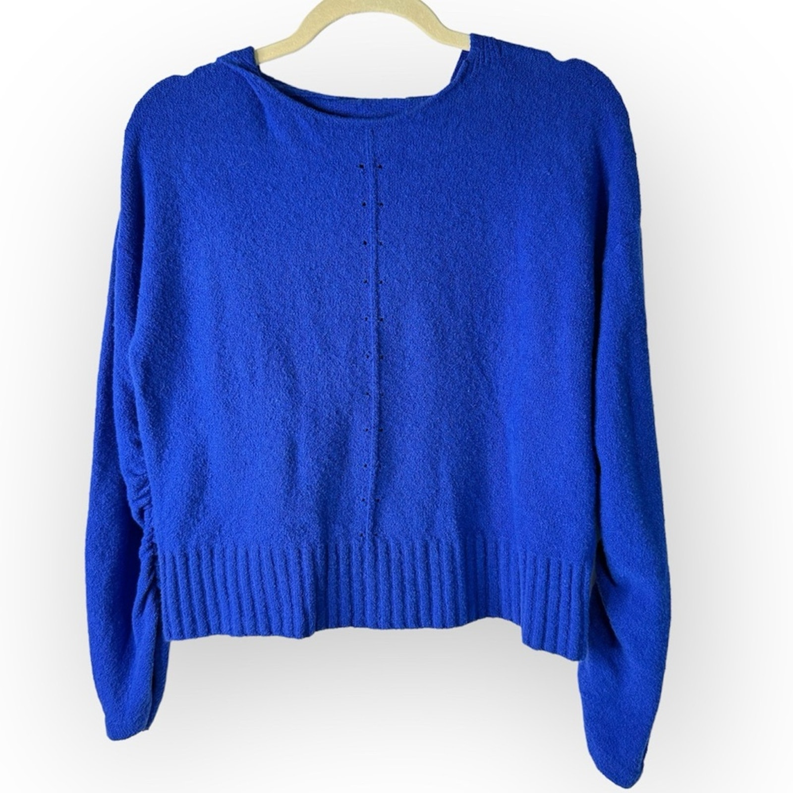 Anthropologie Moth Sweater Hoodie Royal Blue Oversized XSP Cotton Blend