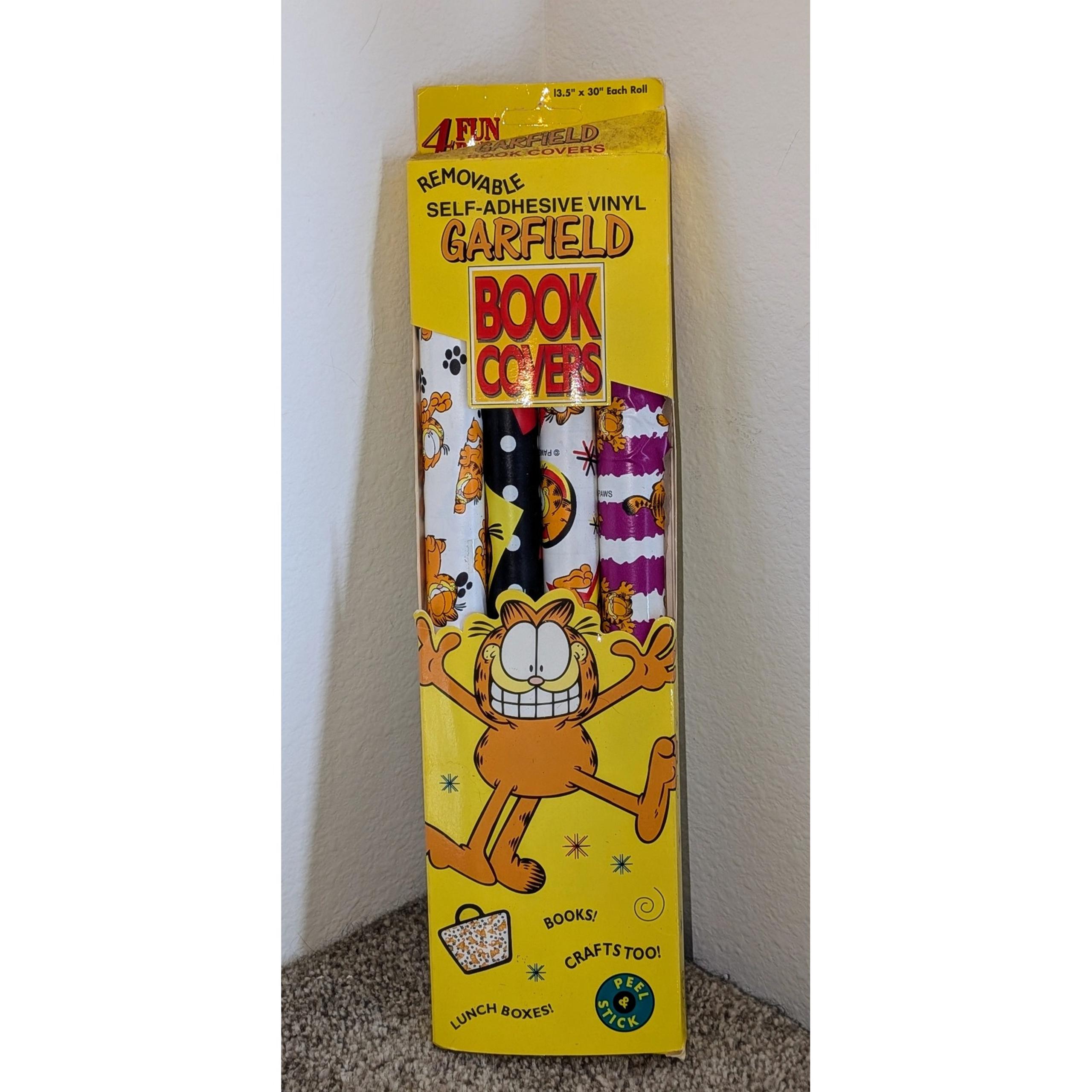 Garfield Book Covers 4 Fun Pack Removable Self Adhesive Vinyl 13.5" x 30" Vtg 96