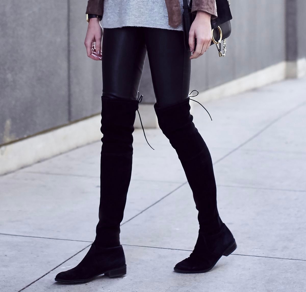 Stuart Weitzman Lowland Over the Knee Black Suede Boots