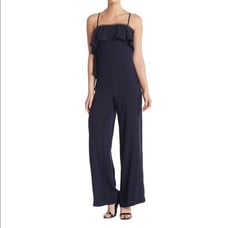 MONIQUE LHUILLIER Navy Blue Ruffle Jumpsuit 2