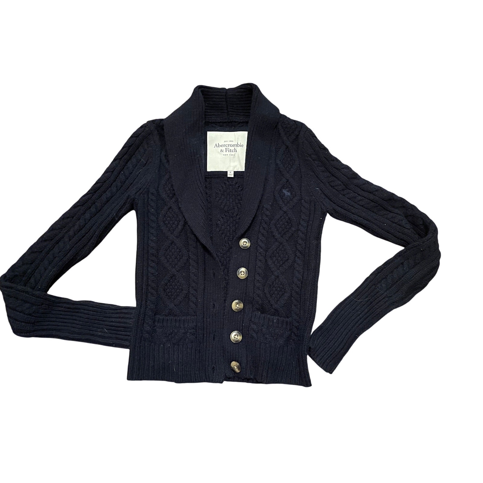 New Abercrombie & Fitch Vintage Y2K Wool Button Up Knit Cardigan Sweater M
