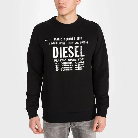 New Diesel S-Gir-b5 Fleece Men Black -Size L - Sweaters