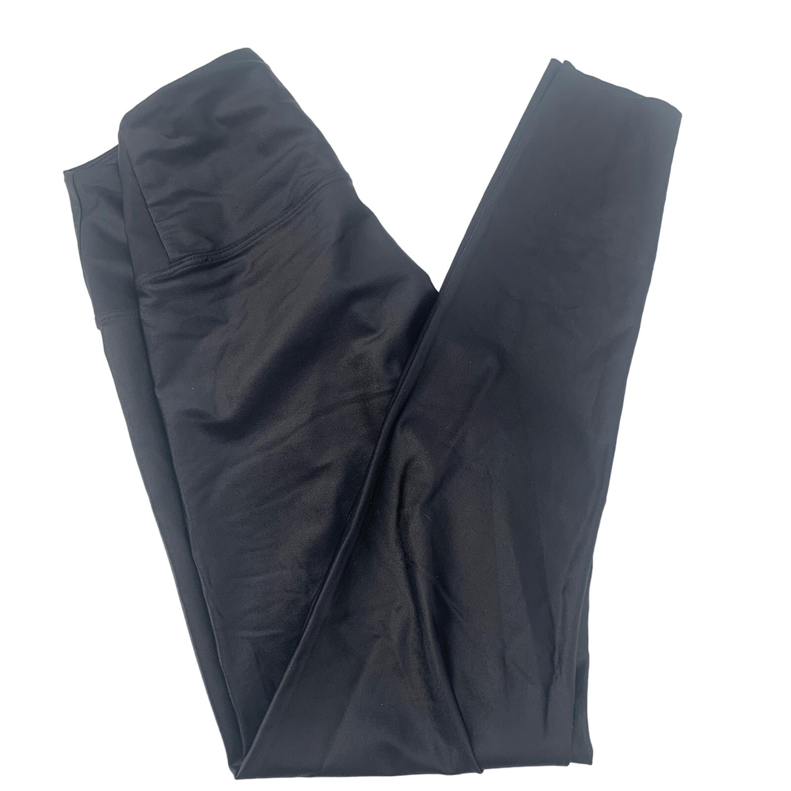 GOOD AMERICAN Leggings Size S Activewear Athletic Pants Workout Black Shiny