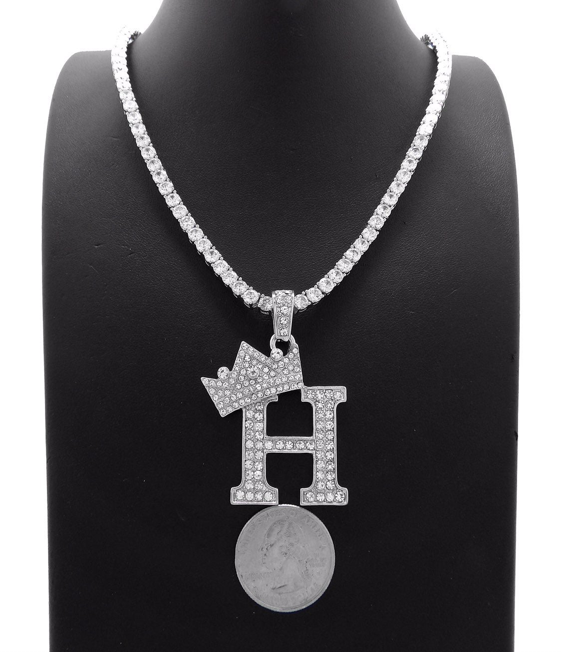 INITIAL H &20 CUBIC ZIRCONIA NECKLACE