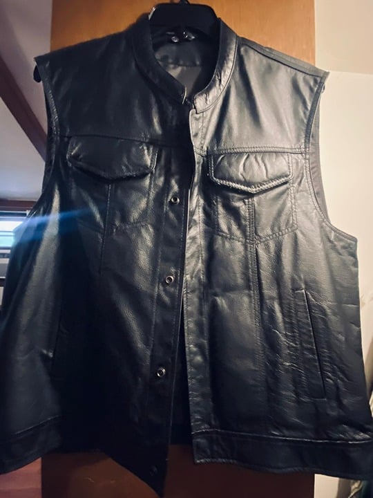 Genuine Leather Motorcycle Vest for Men - Viking Cycle - L