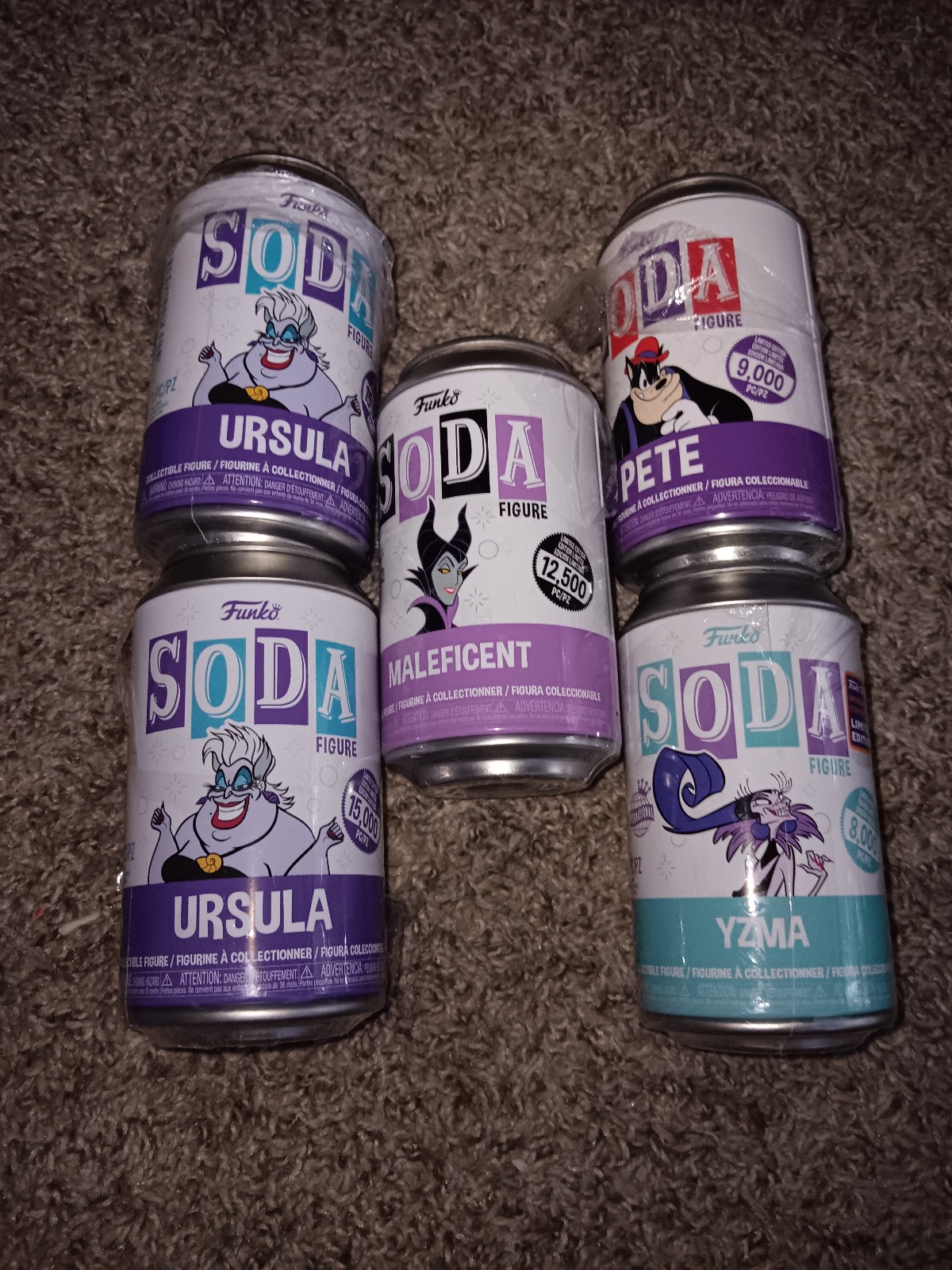 Funko Soda Can Disney Villains Lot of 5