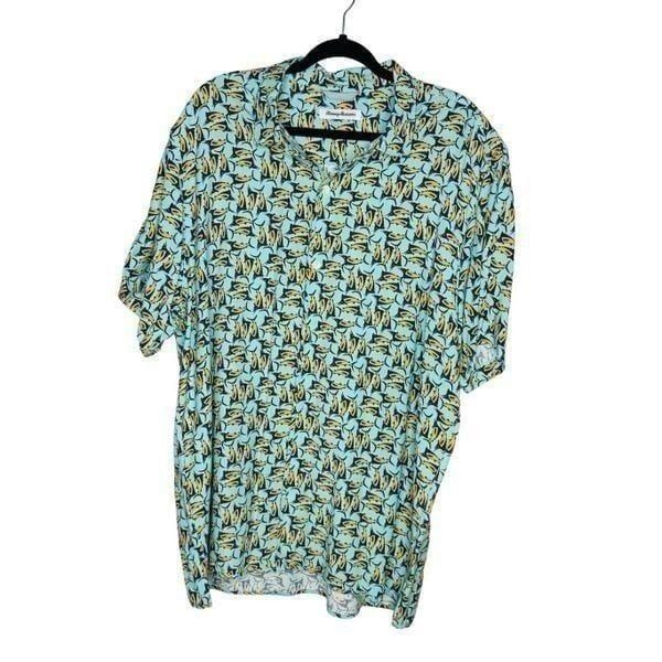Tommy Bahama Moorea Marlins Hawaiian Button Down Camp Shirt Short Sleeve Teal/Or