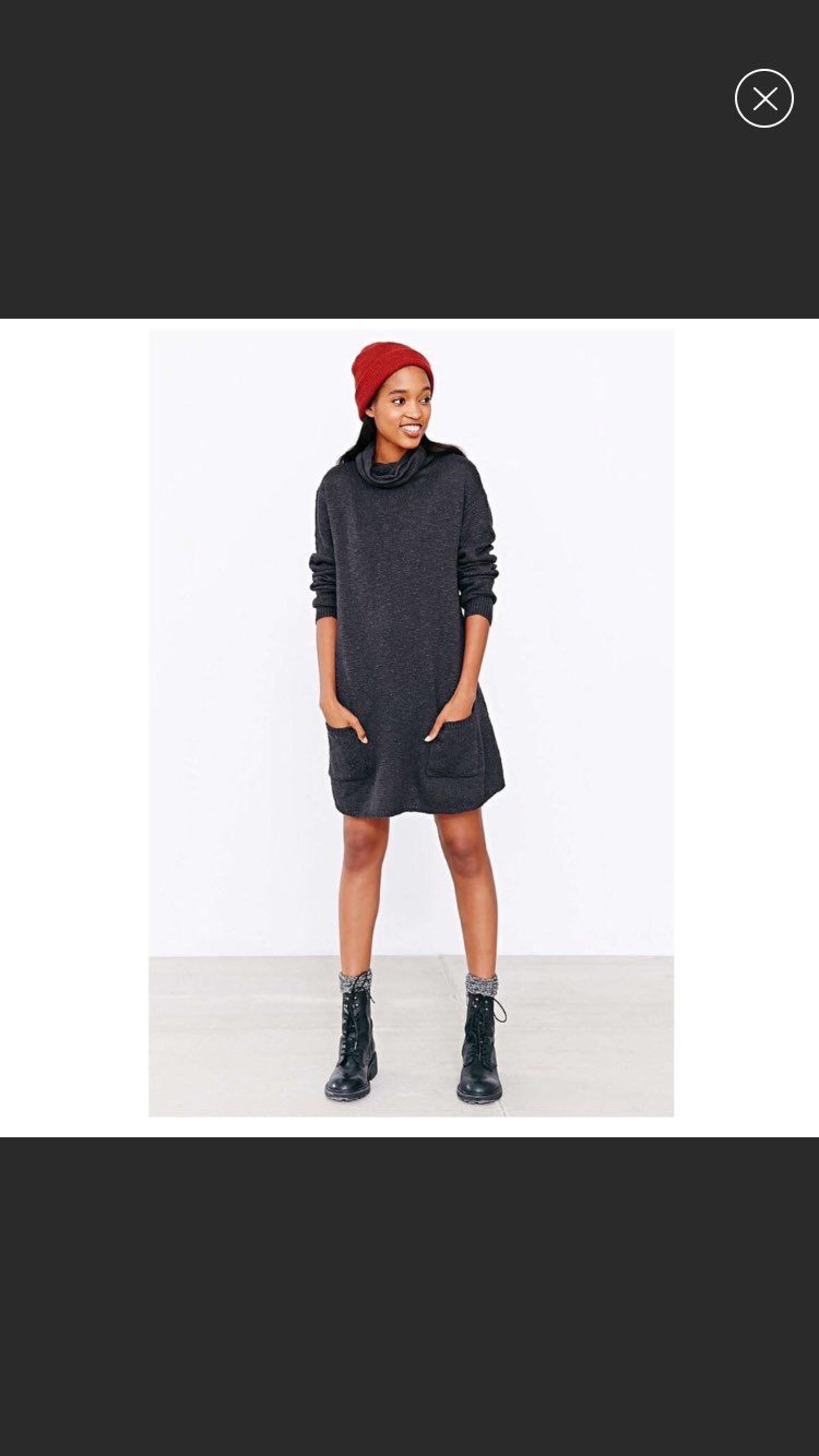 Dark Gray Cowl Neck Sweater Dress
