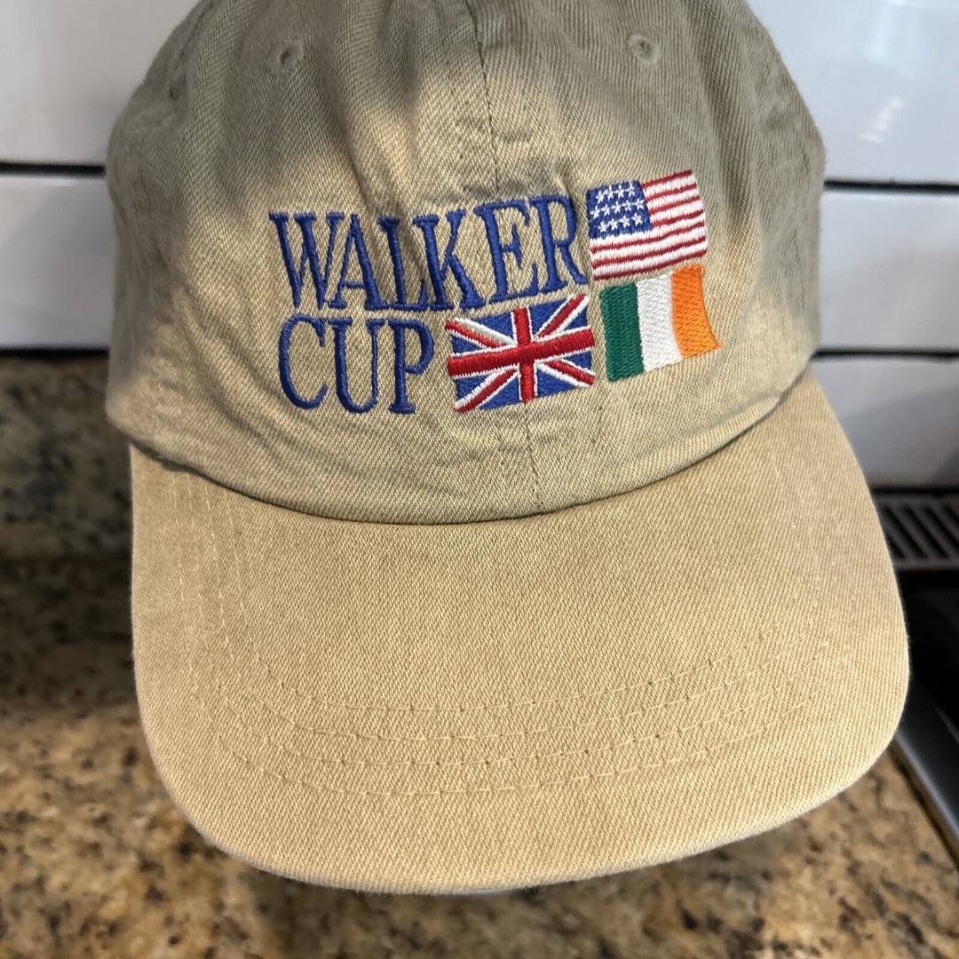 VTG Walker Cup Khaki Tan Hat Golf Tournament Quaker Ridge 1997 Adjustable USA