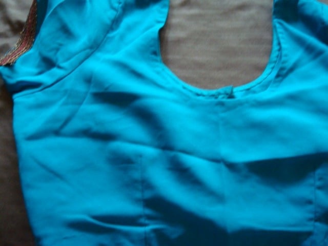 TURQUOISE W/BRONZE SEQUIN GEORGETTE SARI