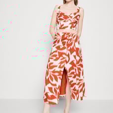 NWOT Banana Republic Factory Linen Blend Orange & White Tulip Skirt Size 0