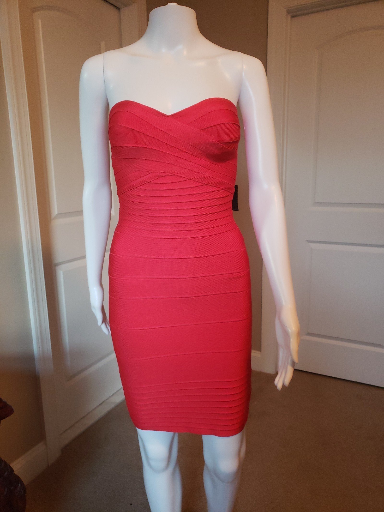 NWT Herve Leger red strapless bandage dress size M