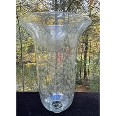 Etched Glass 12” Flared Top Glass Chimney Lamp Globe Candle Sconce Shade -S1