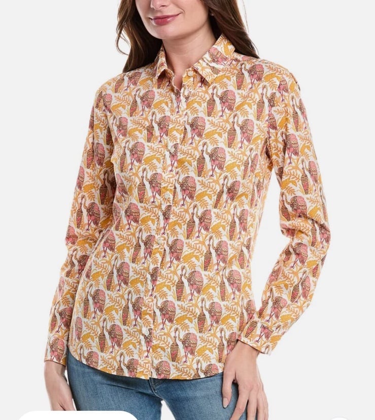 J. McLaughlin cotton button down point collar Louis Blouse size XL
