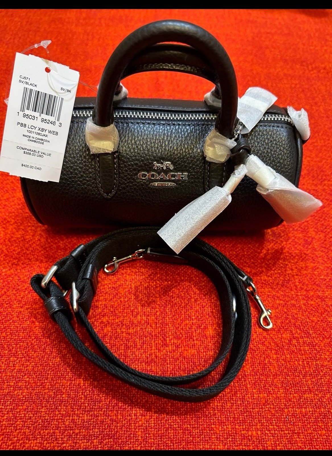 CJ571 Coach lacey mini crossbody bag/silvertone +mini tassel charm