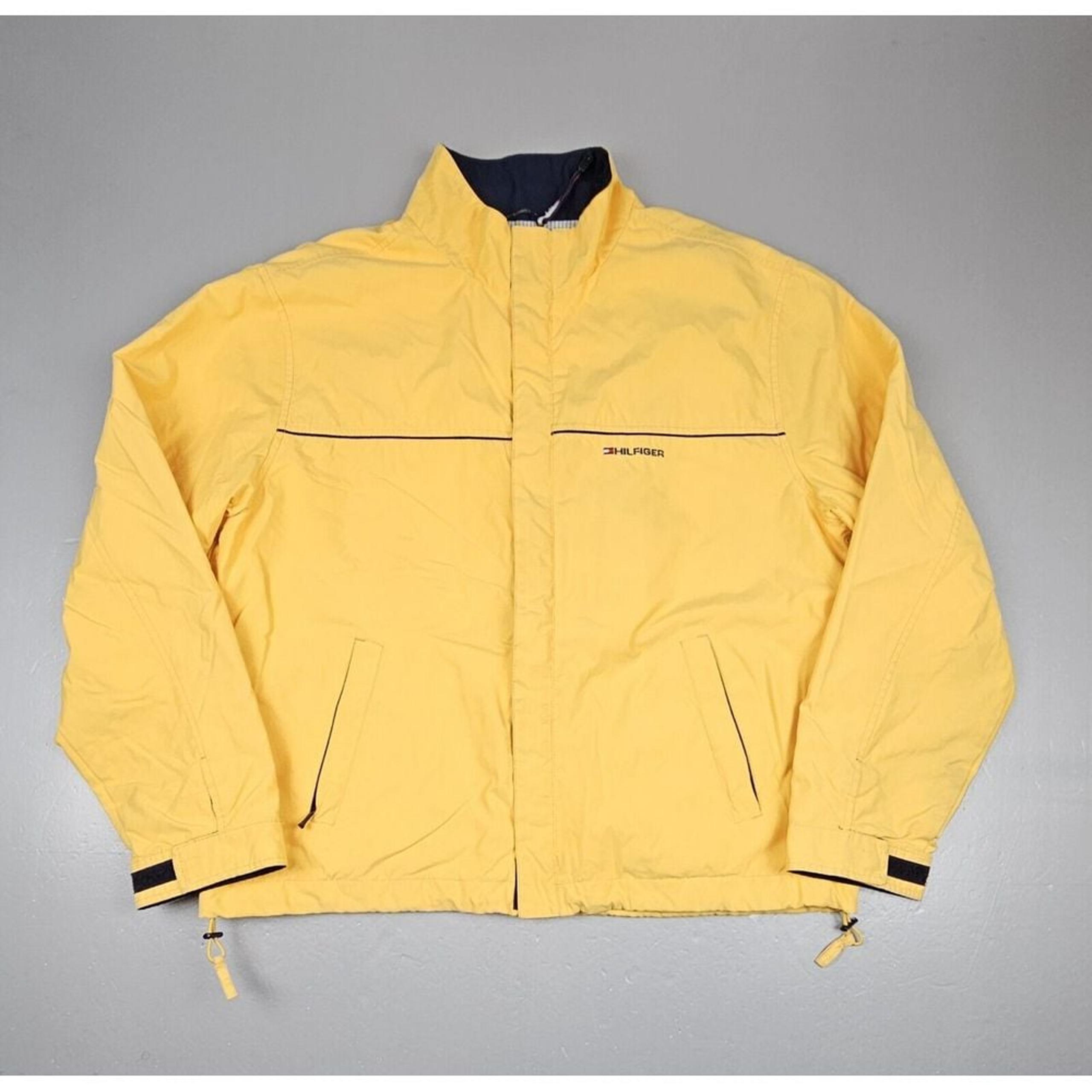 Tommy Hilfiger Jacket Mens XL. Vintage Athletic Yellow Long Sleeve Full Zip.