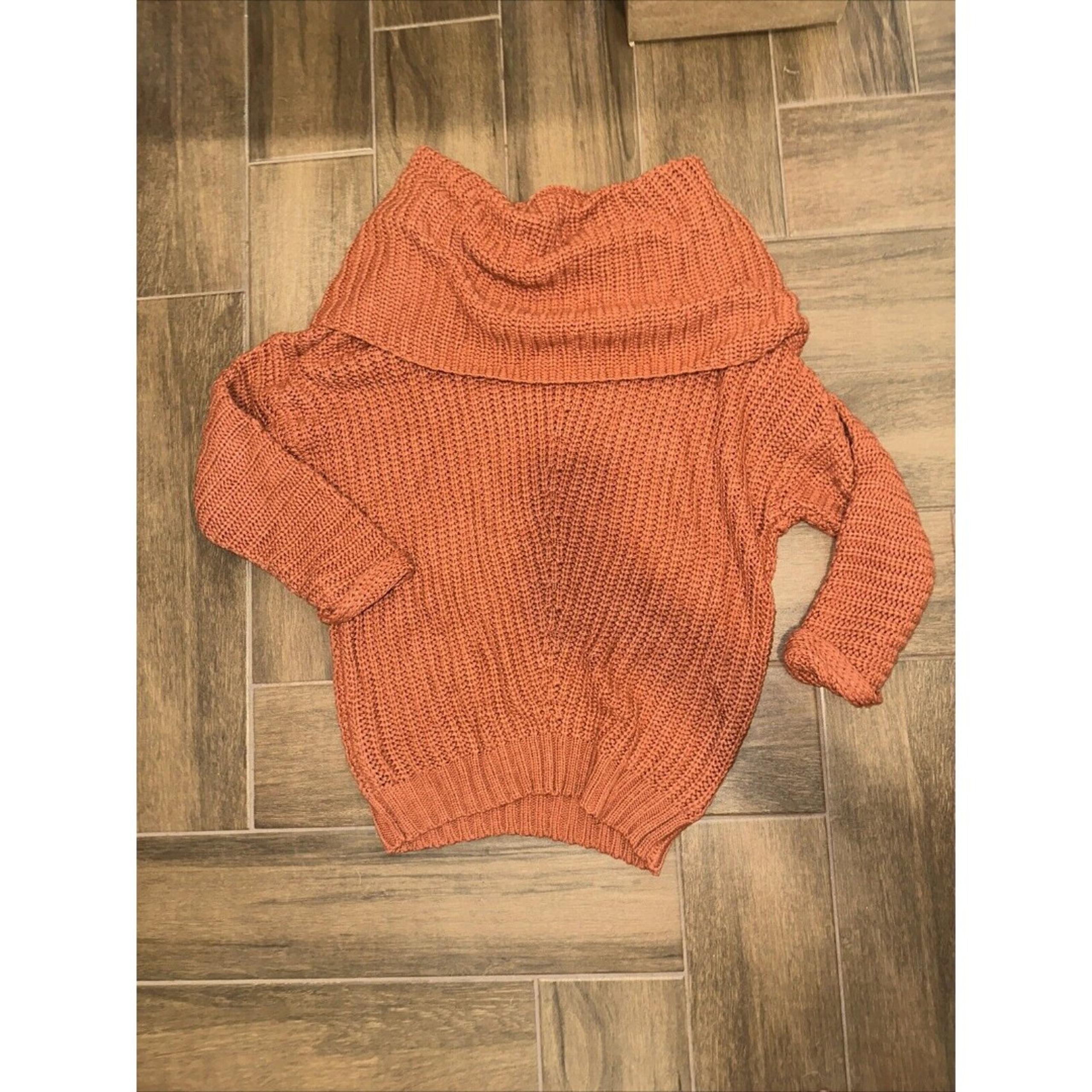 Umgee Burnt Orange Rust Color Cowl Neck Oversized Sweater Size Small EUC