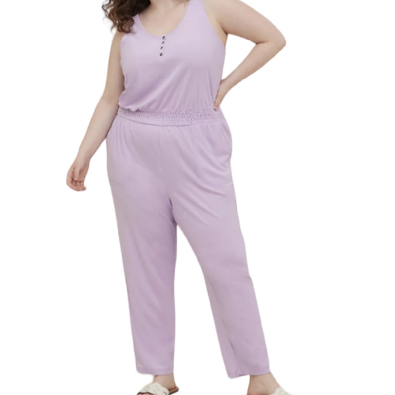 TORRID SIZE 2 HENLEY JUMPSUIT/COVER UP - TERRY LILAC SIZE 18-20, 2X