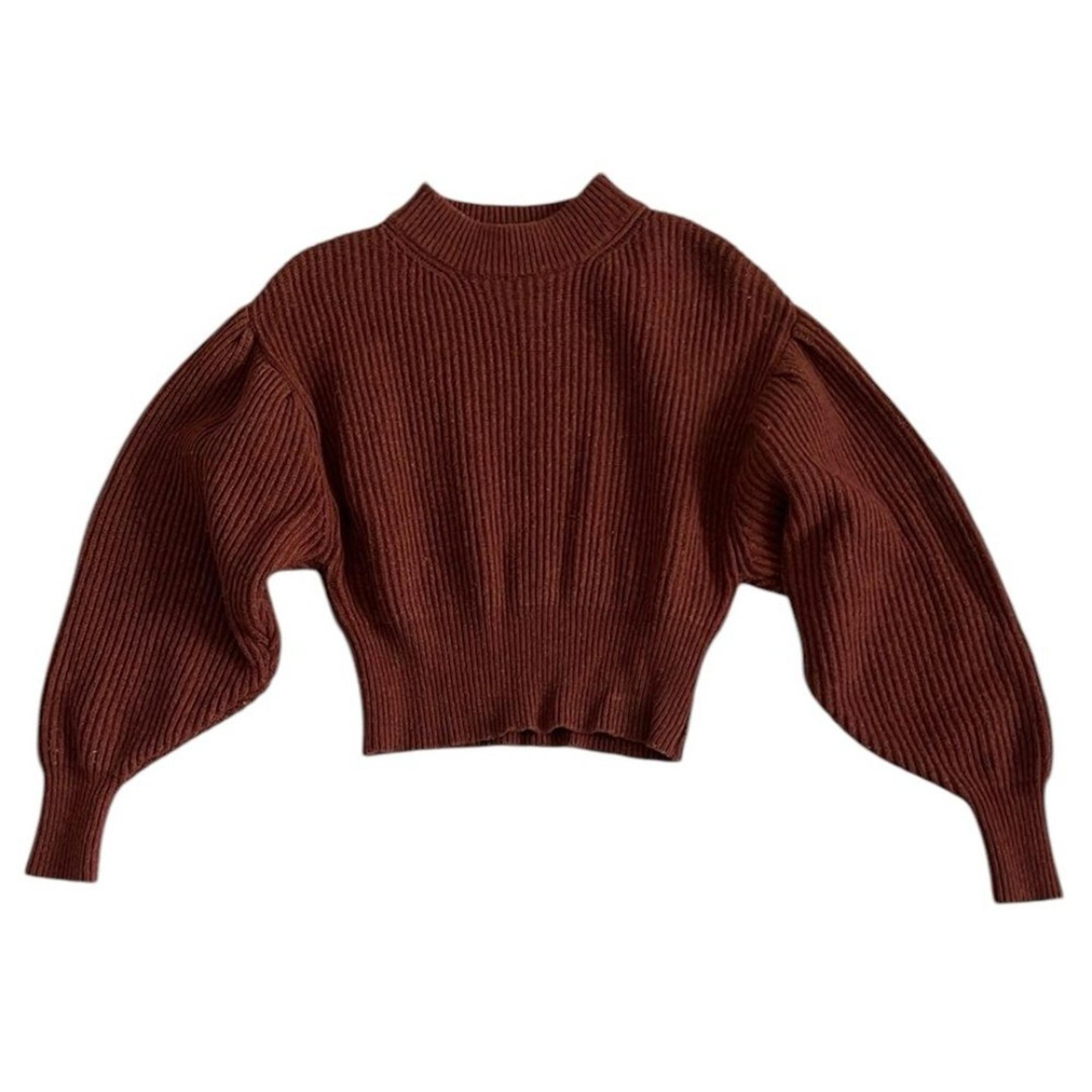 ASTR The Label Regis Mock Neck Sweater Wool Blend Puff Sleeves Women’s Medium