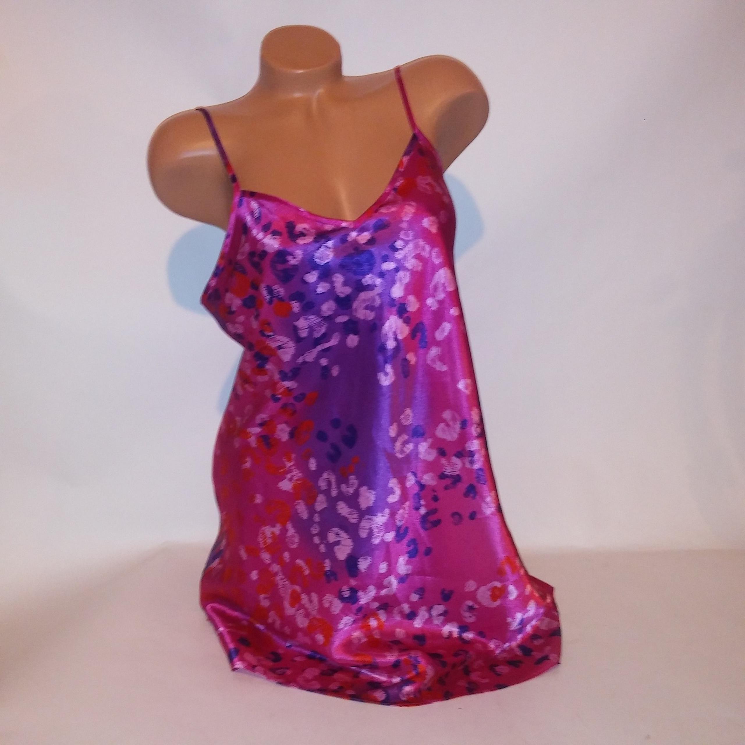 Morgan Taylor Intimates Lingerie Chemise Slip Medium Pink Purple Animal Print