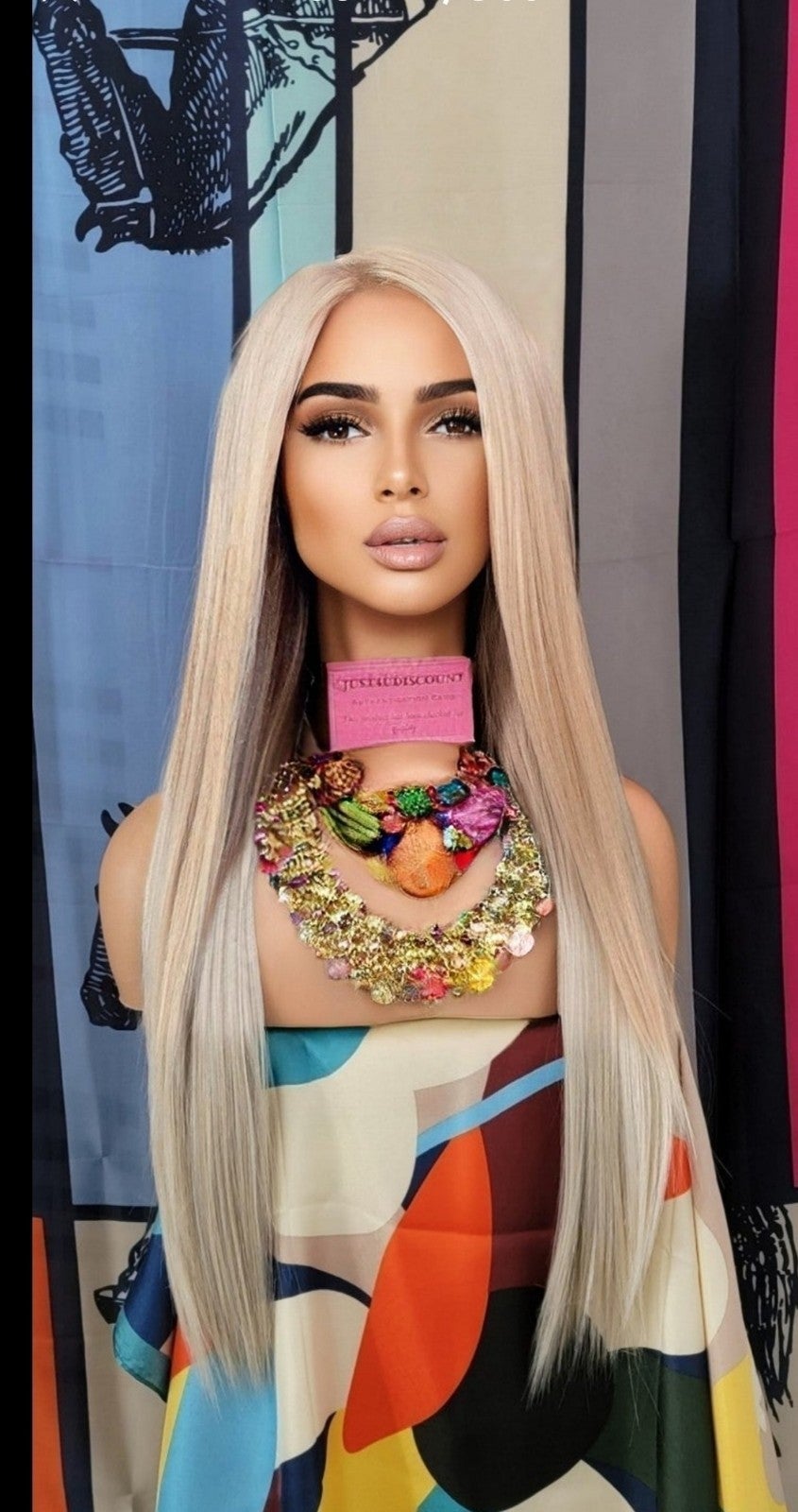 Sexy blonde ash bone beige straight h.d balayage lace front wig