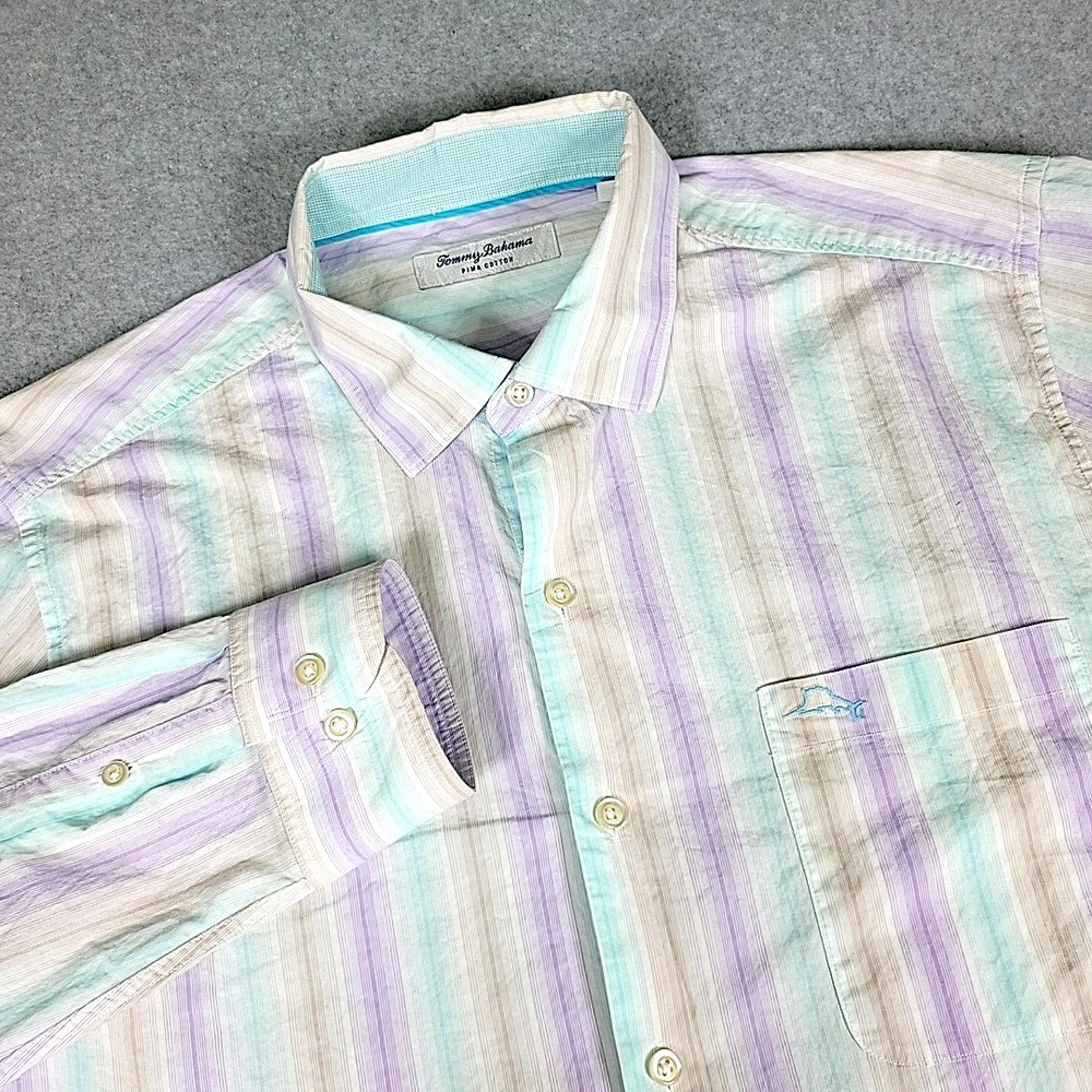 Tommy Bahama Button Down Shirt Men's Large Long Sleeve Collared 100% Puma Cotton