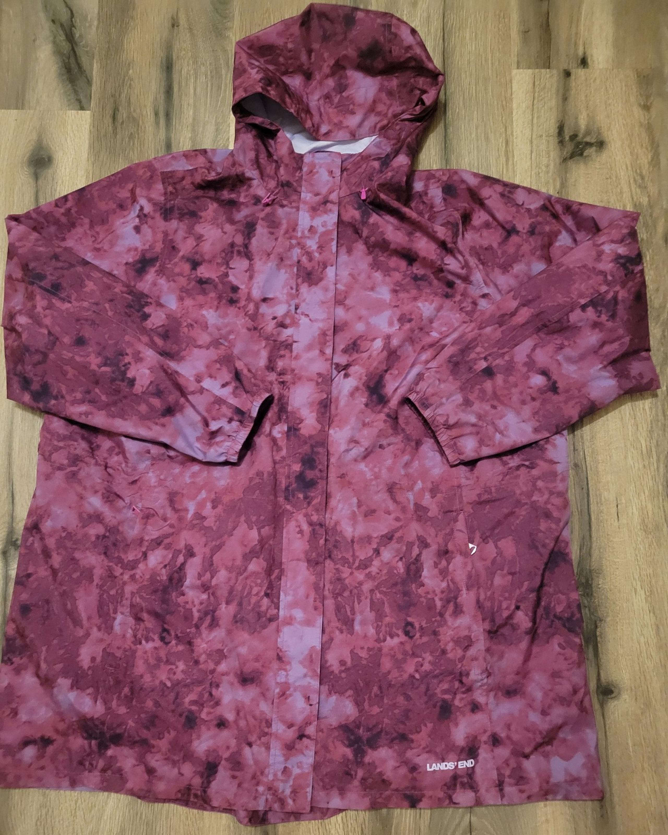 Lands End Womens Purple Tie-Dye Plus Size Windbreaker Size 1x