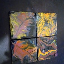 STUNNING Saatchi Artist Preston Smith Inspired 4 x4 Abstract 4 Glass Coasters.